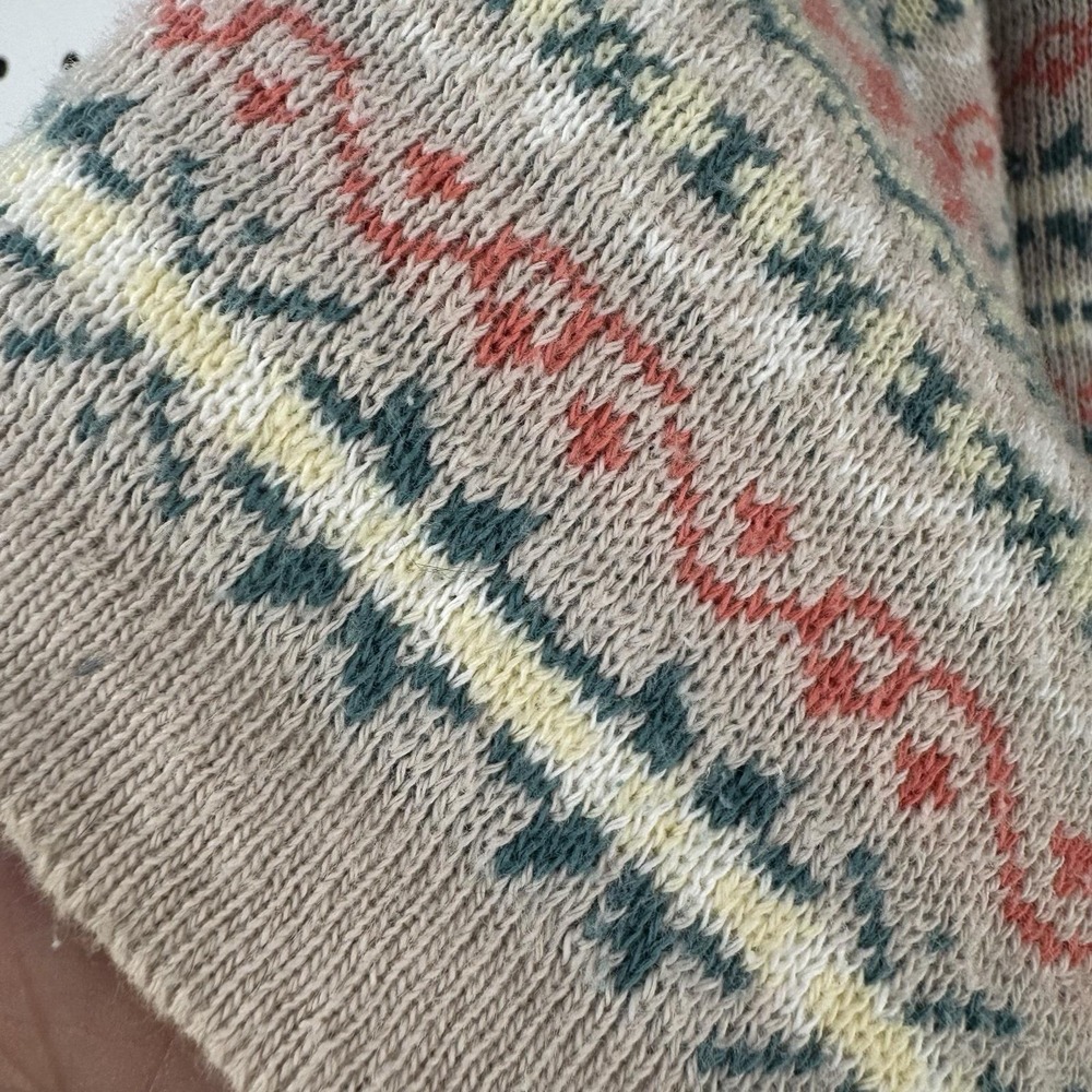 Vtg 90s Weathervane knit‎ polo sweater M beige Fair Isle grandpacore retro - Picture 9 of 12